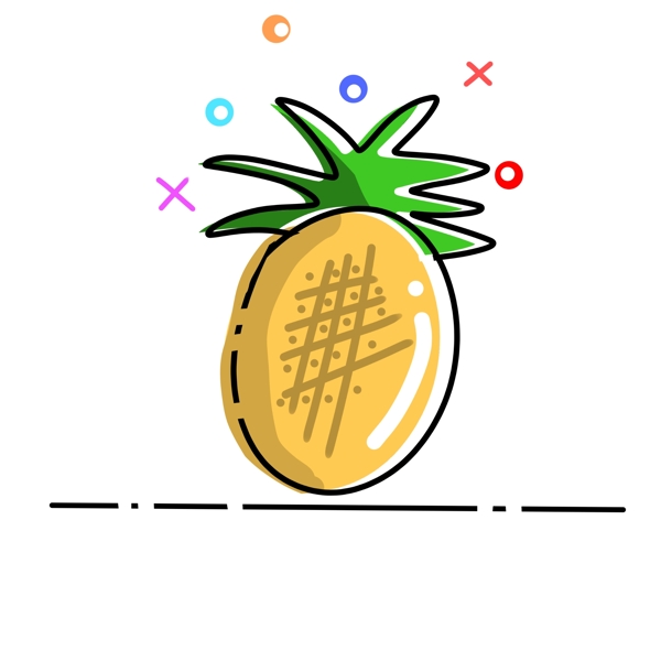 手绘卡通菠萝水果
