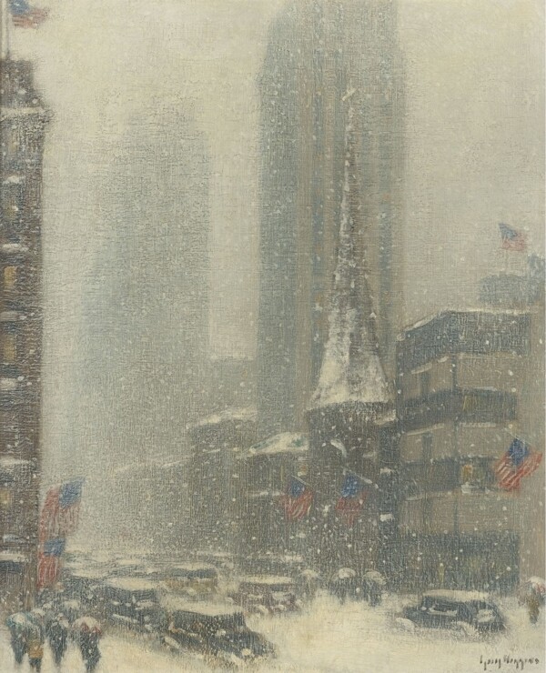 GuyCarletonWigginsHeavySnowStormon5thAve1937画家风景画静物油画建筑油画装饰画