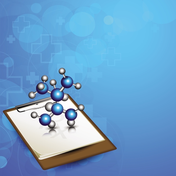 随着分子和蓝色背景上的诊断书摘要医学概念
