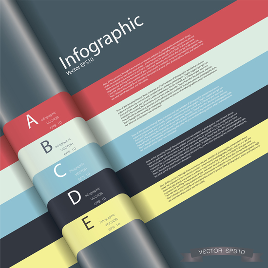 创意彩条英文图表矢量素材