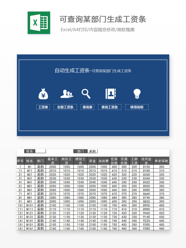 自动生成工资条Excel文档