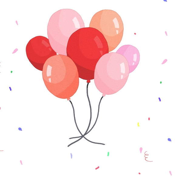 节日派对庆祝多彩气球手绘风格漂浮元素