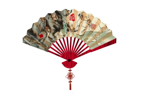 中国扇红扇点缀传统扇子