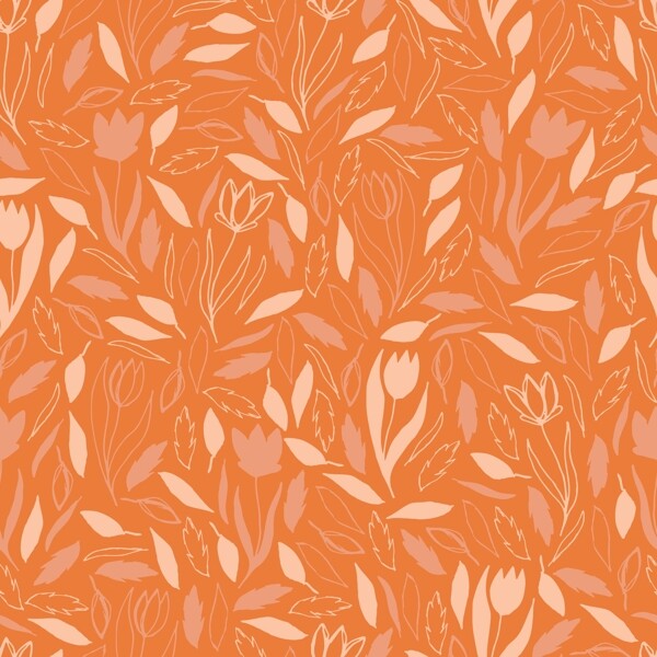 橙色花纹无缝背景图