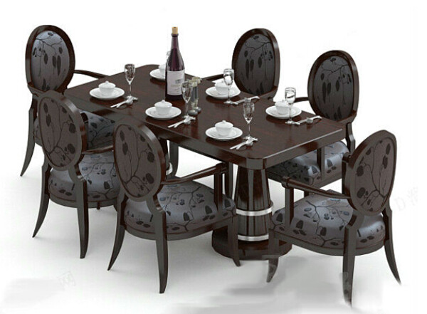 欧式风格餐桌椅模型