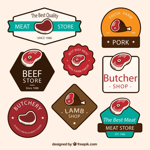 肉制品标签矢量图片