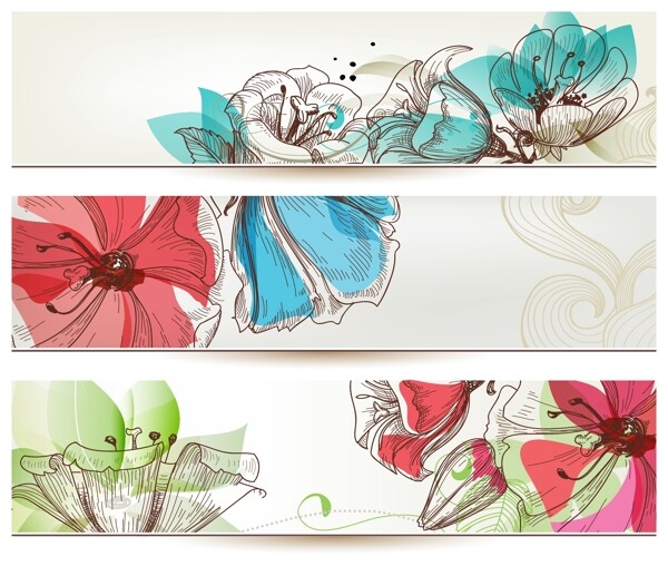 手绘花卉banner