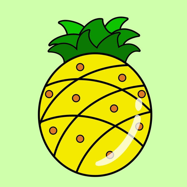 黄色菠萝手绘卡通