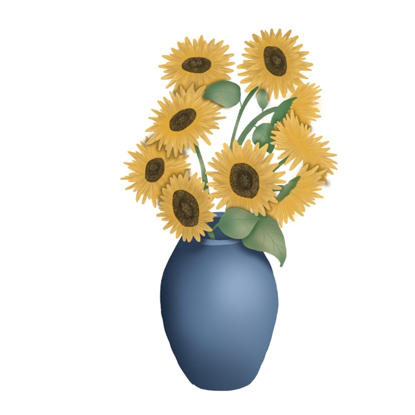 花瓶里的向日葵卡通手绘设计可商用元素