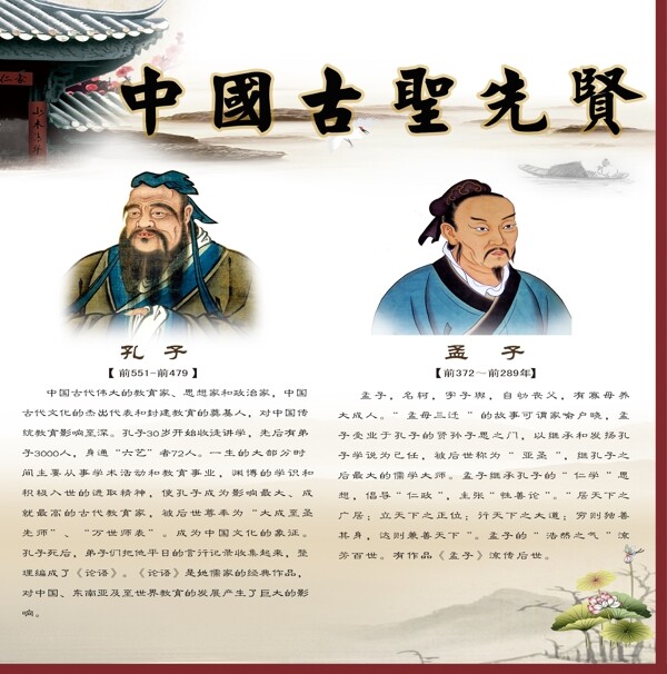 中国古圣传统文化圣人教育海报