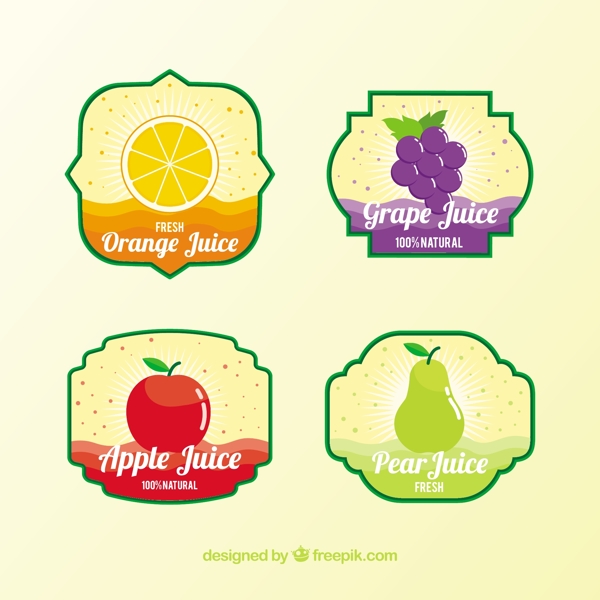 几种果汁的标签矢量设计素材