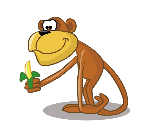 矢量猴子吃香蕉EPS