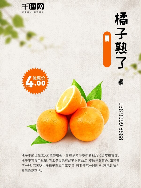 精品水果橘子海报