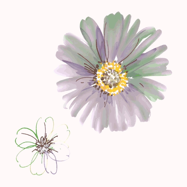 印花矢量图T恤图案植物花朵水彩效果免费素材