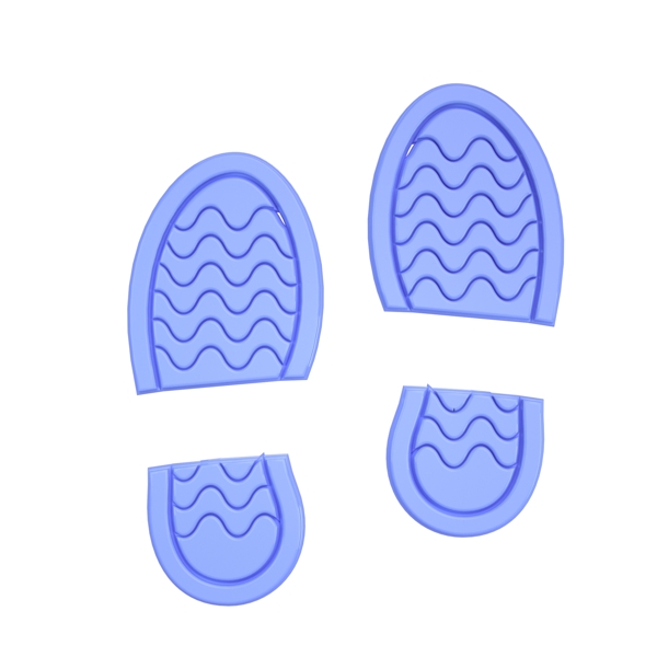C4D柔蓝色立体脚印装饰