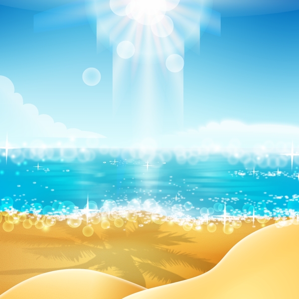 水彩夏季沙滩插画