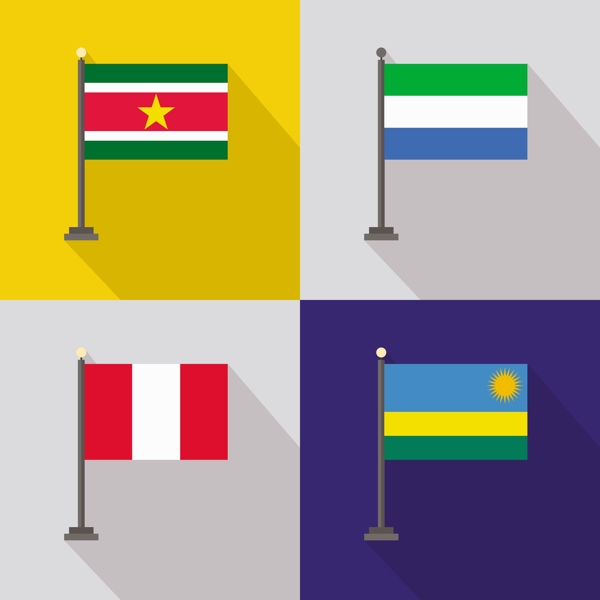 苏里南塞拉利昂秘鲁和卢旺达国旗