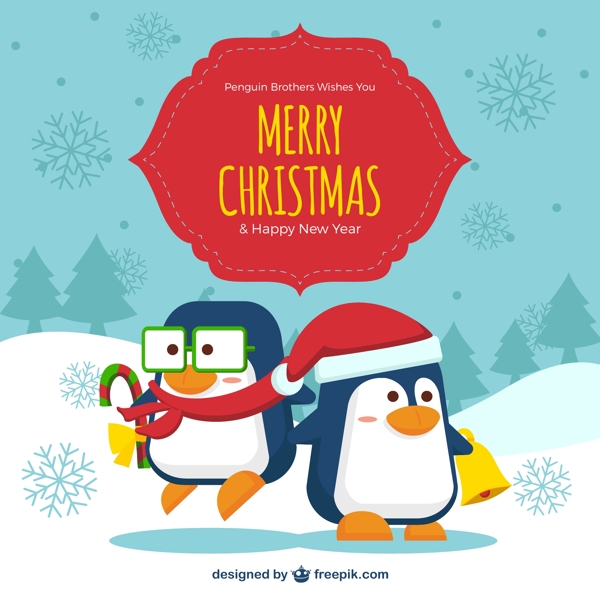 圣诞节卡通企鹅素材