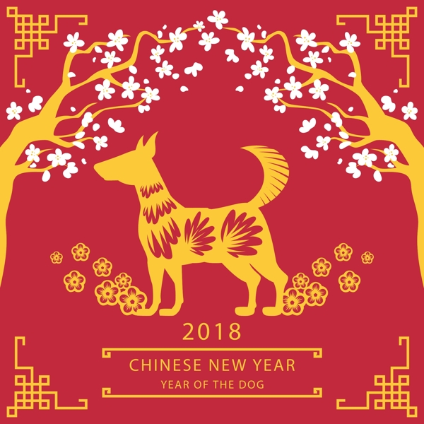 红黄春节新年海报