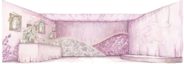 粉紫色婚礼手绘