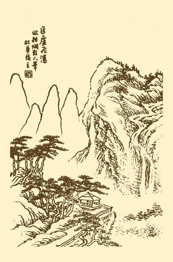 芥子园画谱山水图片