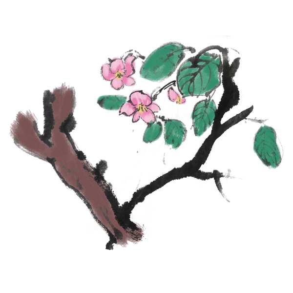 中国风手绘水墨花朵手绘素材