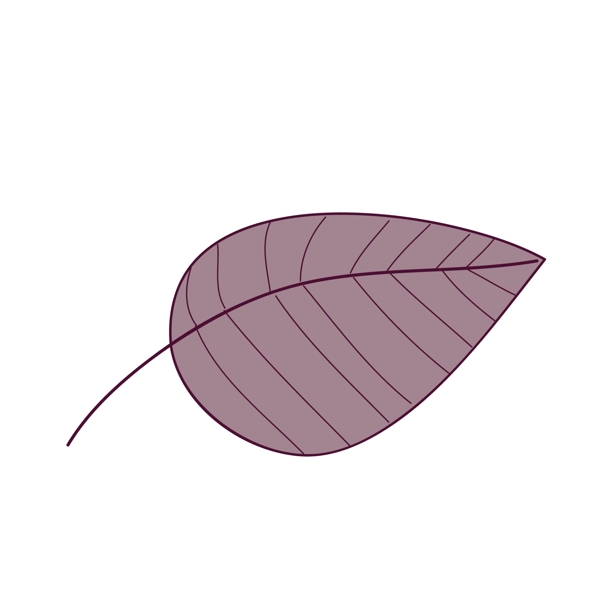 紫灰色的卡通椭圆叶子