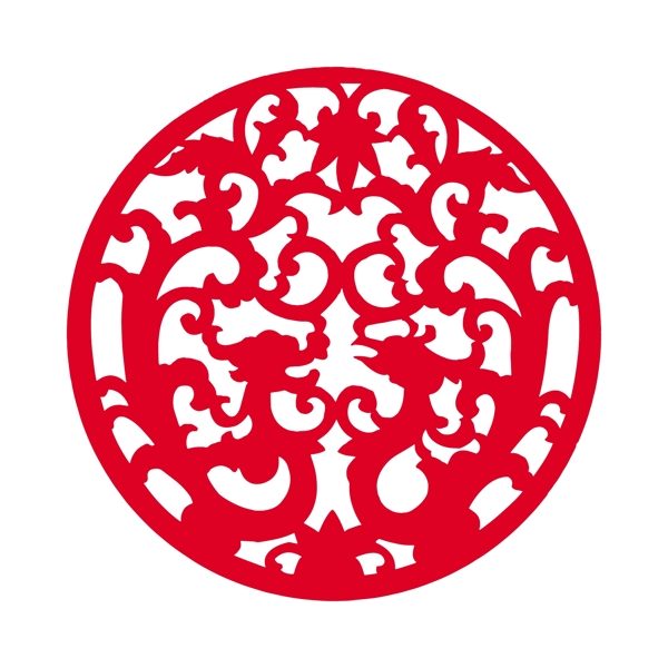 中国风传统龙凤环形花纹纹样