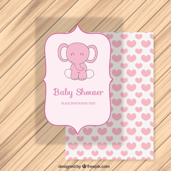 可爱的粉红色婴儿淋浴卡