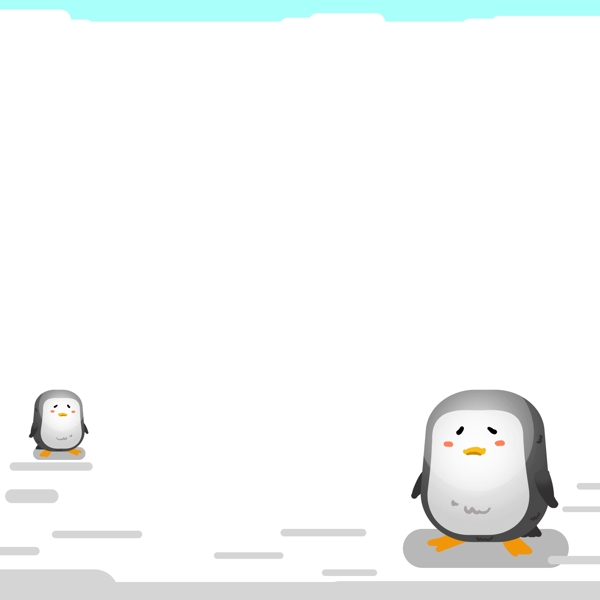 白色的企鹅边框插画