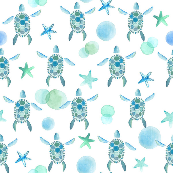 水彩乌龟海星图片
