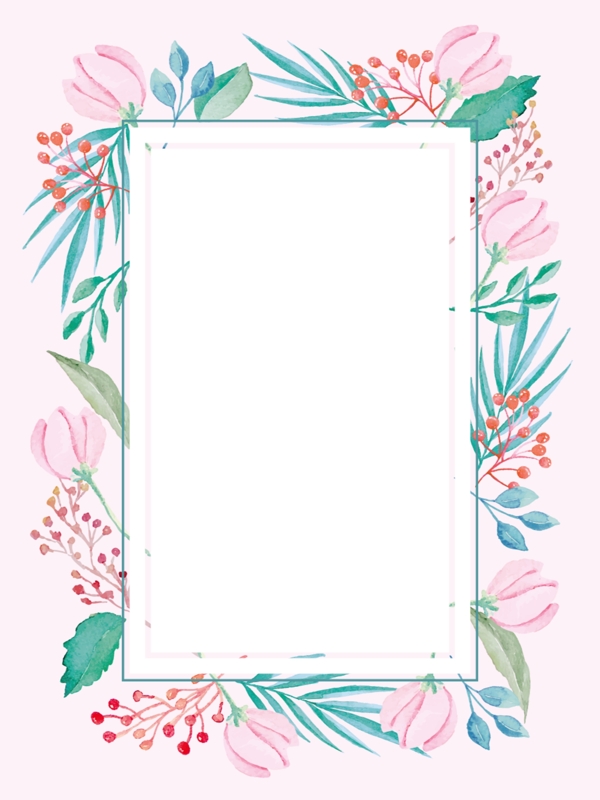 粉色手绘简约植物花卉背景