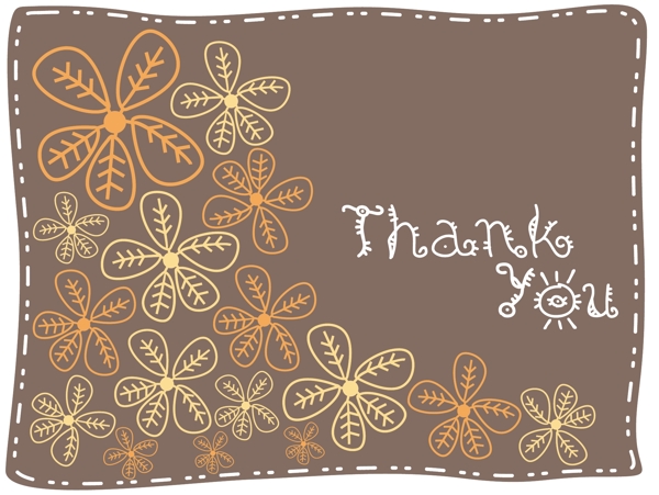 棕色背景的鲜花和感谢的文字