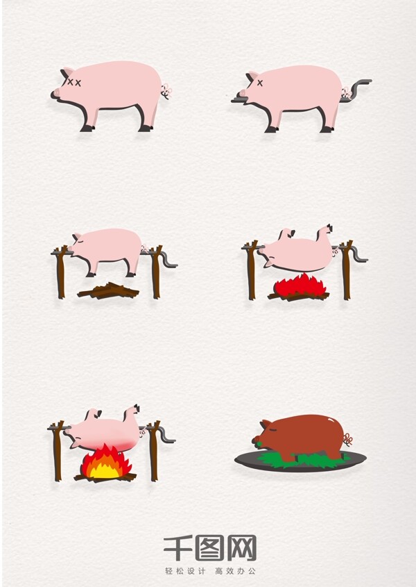 简约卡通烤乳猪步骤图示