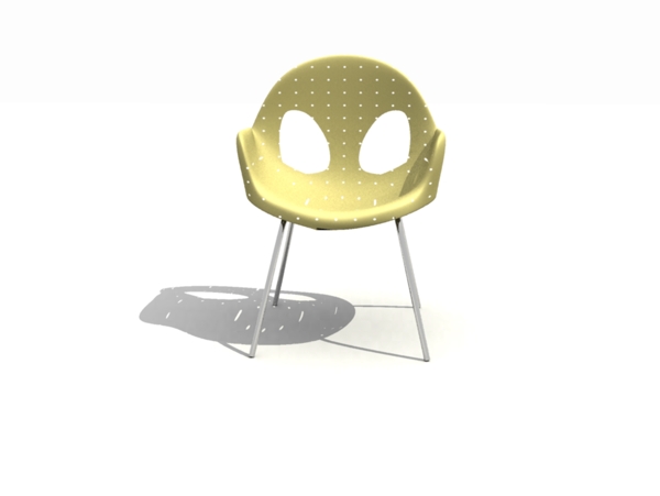 米黄色餐桌椅3D模型.