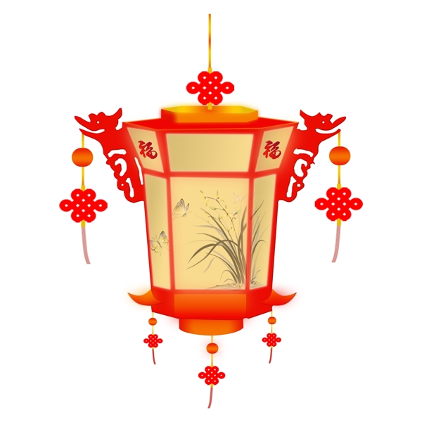 新春喜庆中国风可商用灯笼花灯节装饰图案