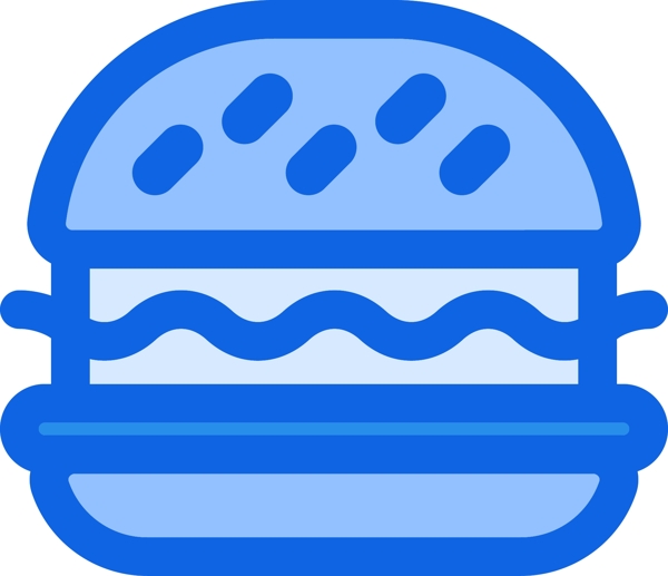 蓝色美味汉堡图标