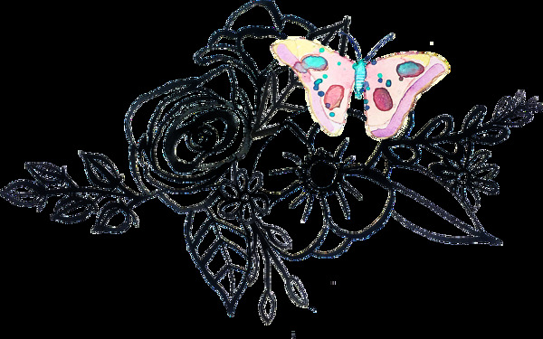 粉色可爱清新蝴蝶透明花朵装饰