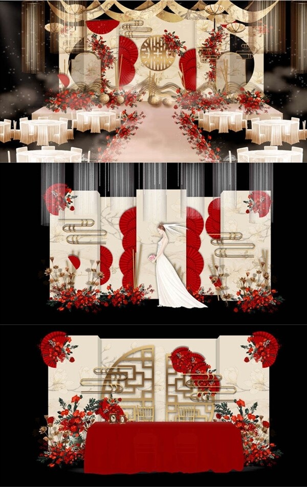 红色婚礼欧式婚礼图片