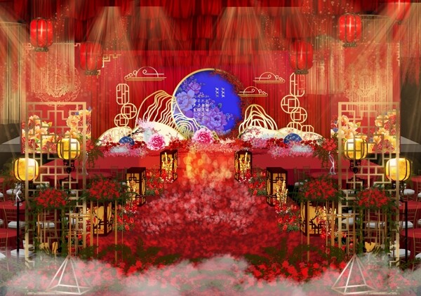 新中式红色定制婚礼仪式区