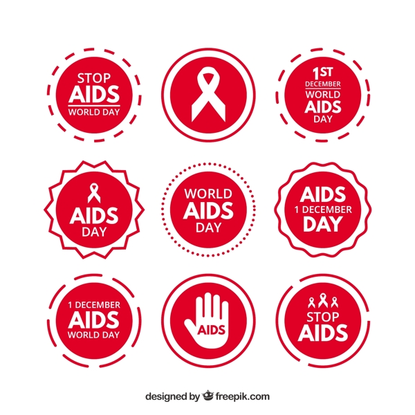 红色世界爱滋病日贴纸