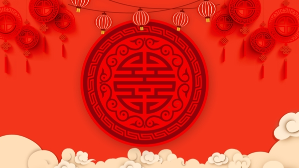 中国红喜庆渐变红色新年背景