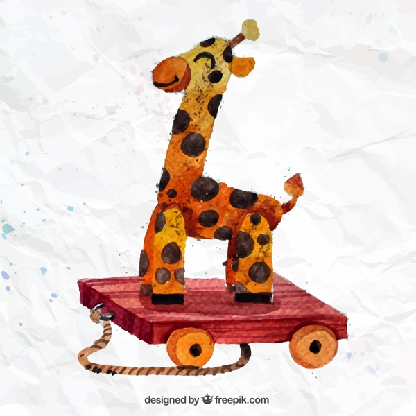 带车轮的长颈鹿玩偶矢量图图片