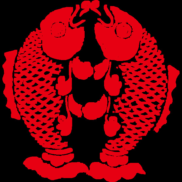 中国风红色手绘鲤鱼png元素
