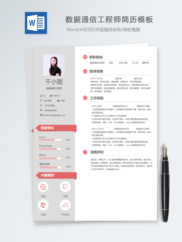 数据通信工程师个人简历模板
