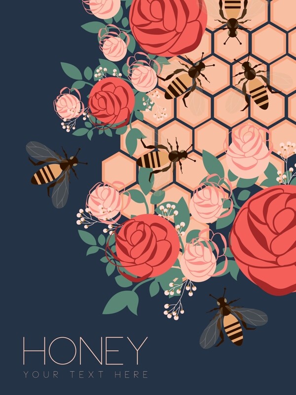 创意蜜蜂和玫瑰图片