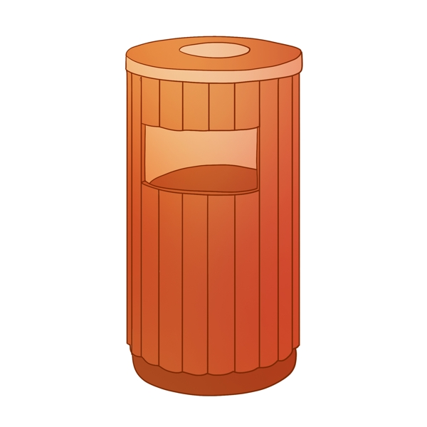 橘红色环保垃圾桶插画