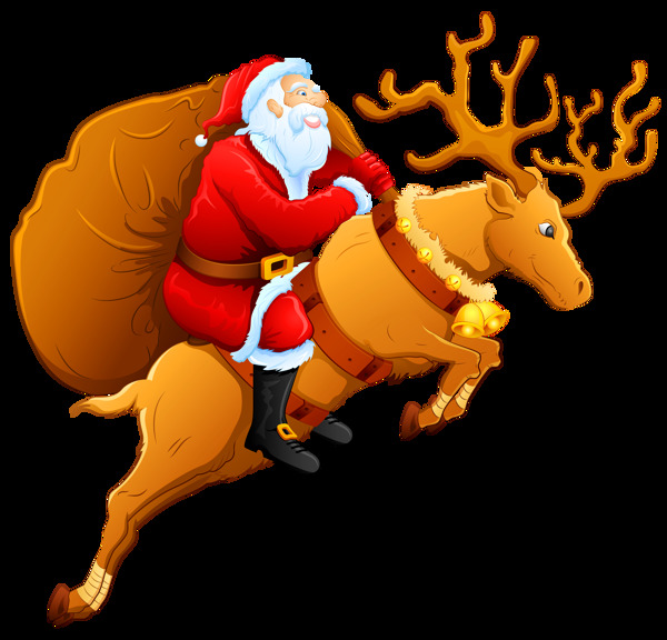骑着麋鹿的圣诞老人元素图