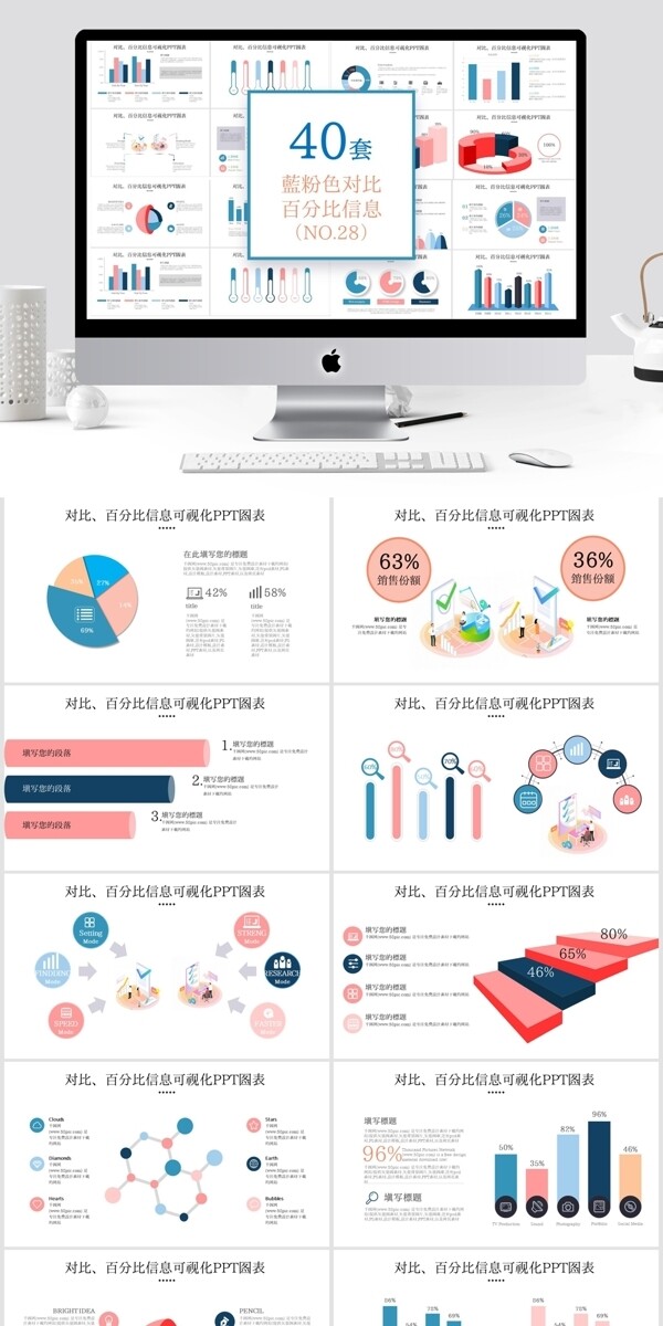 对比百分比信息可视化PPT图表