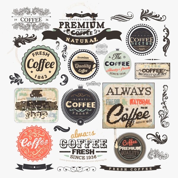 咖啡店复古logo